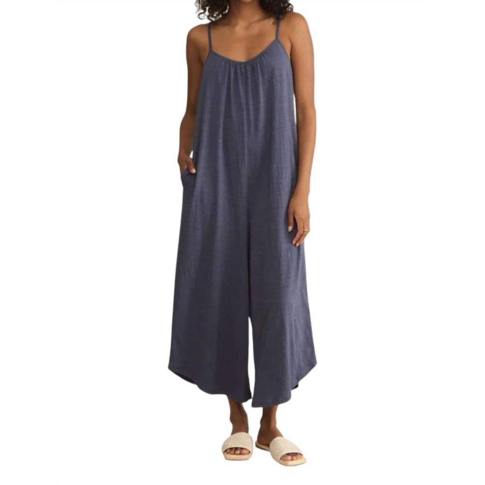 NEW Z SUPPLY textured flared jumpsuit in worn blue
